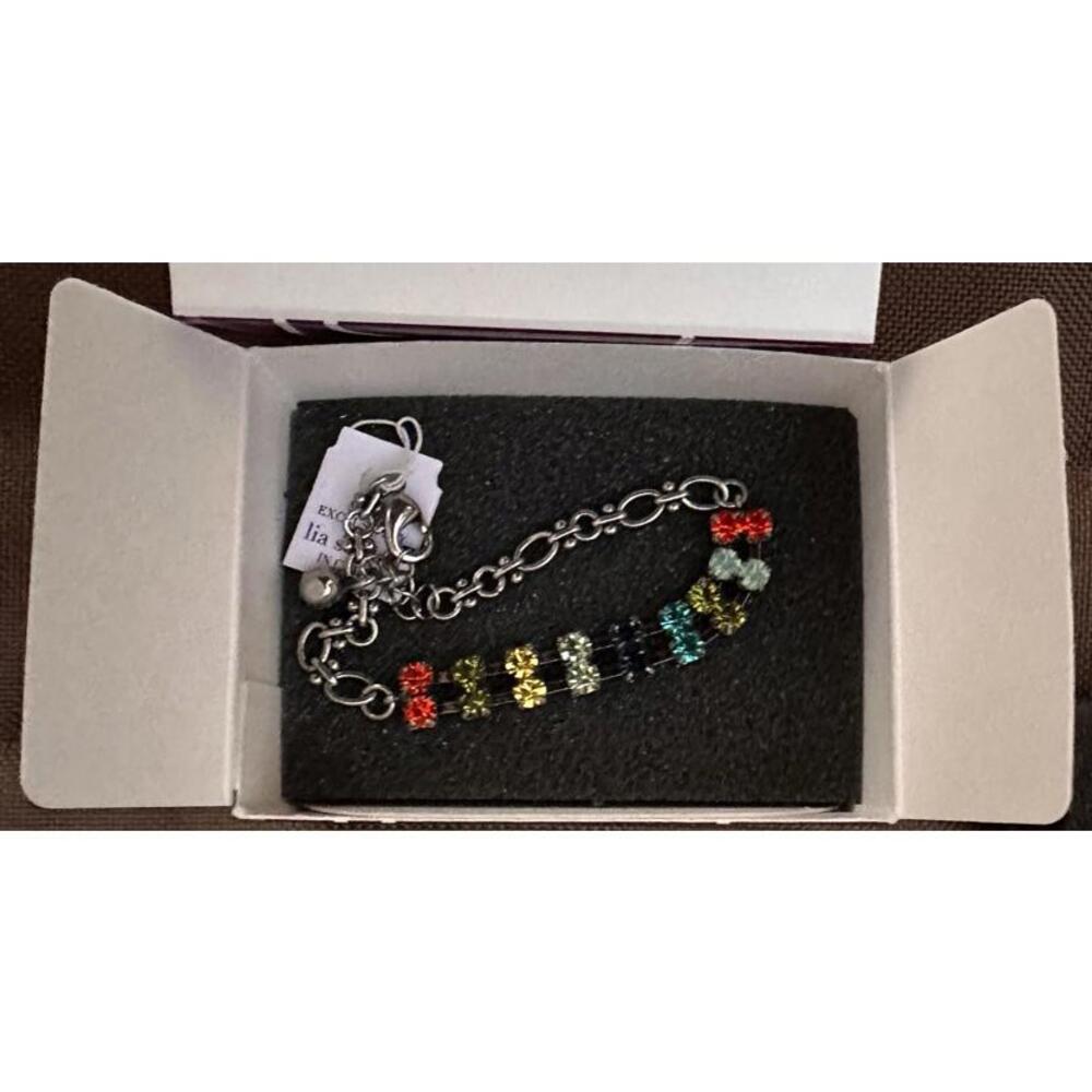 Lia Sophia Sprinkles Bracelet 6.5-7.5” Adjustable Gunmetal Bling Colorful NIB